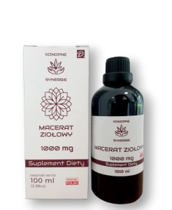 KONOPNE SYNERGIE-Suplement Diety MaceratZiołowy CBD na odporność. 1000mg kannabidiolu + olej z czarnuszki + zioła/adaptogeny + witaminy D3+K2 i C
